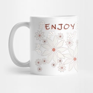 White daisies on salmon dark background Mug